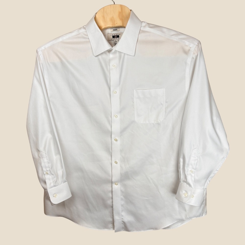 Joseph Abboud Mens 18.5 34/35 Dress Shirt White Non-Iron Egyptian Cotton
